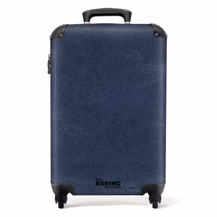 Lederen look donker blauw NBS - Handbagage koffer - Volwassenen Unisex middel -productfoto_recht