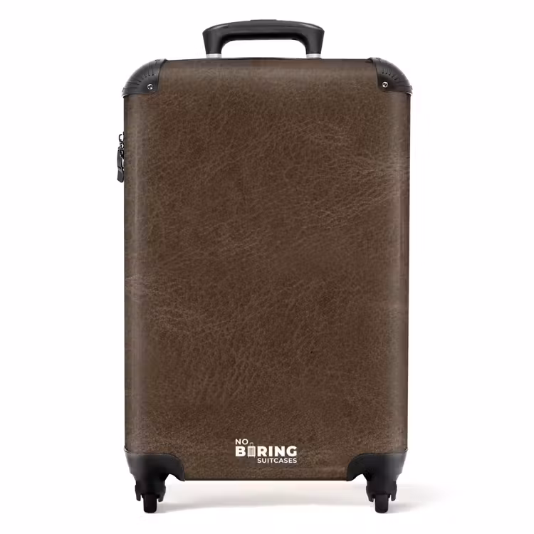 Lederen look donker bruin NBS - Handbagage koffer - Volwassenen Unisex middel -productfoto_recht