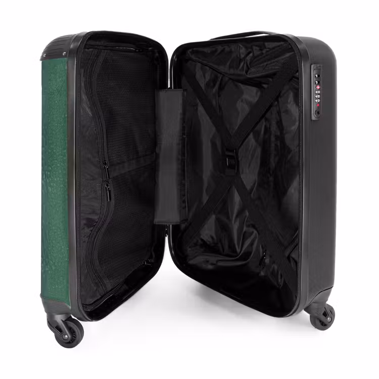 Lederen look kleur groen NBS - Handbagage koffer - Volwassenen Unisex middel -binnenkant