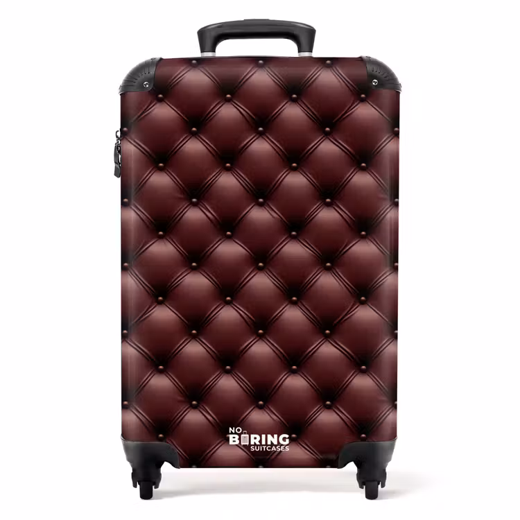 Leer - Patroon - Bordeaux NBS - Handbagage koffer - Volwassenen Unisex middel -productfoto_recht