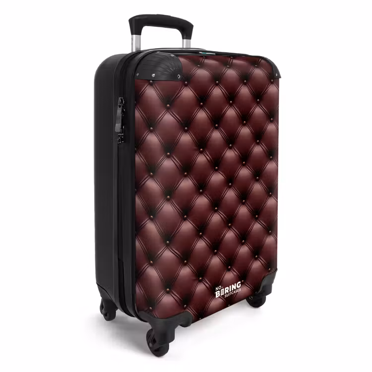 Leer - Patroon - Bordeaux NBS - Handbagage koffer - Volwassenen Unisex middel -productfoto_3d
