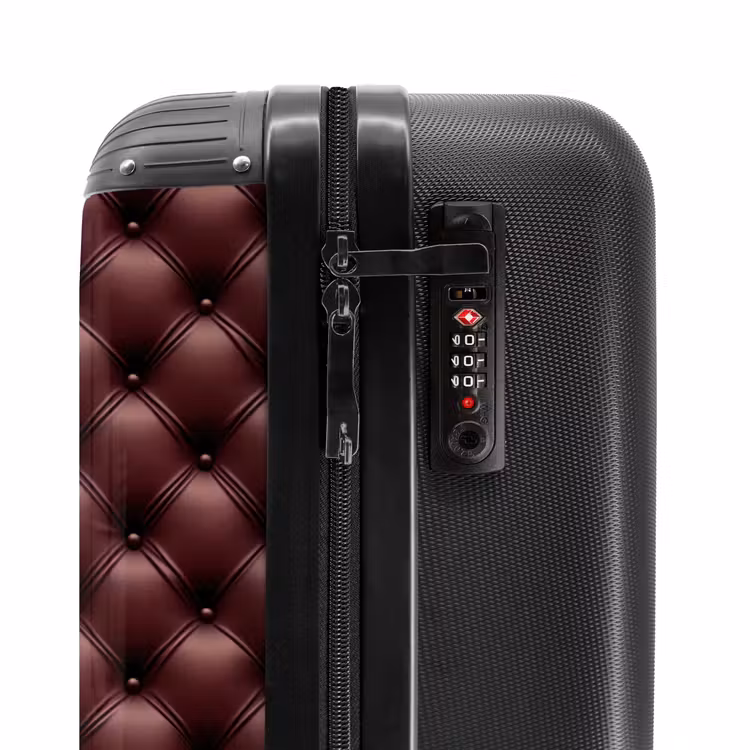 Leer - Patroon - Bordeaux NBS - Handbagage koffer - Volwassenen Unisex middel -slot
