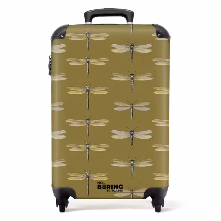 Libellen - Patroon - Groen NBS - Handbagage koffer - Volwassenen Unisex middel -productfoto_recht