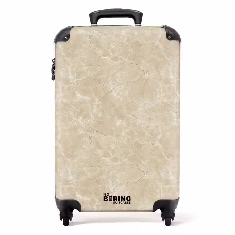 Lichtbeige - Marmer - Diffusie adering NBS - Handbagage koffer - Volwassenen Unisex middel -productfoto_recht