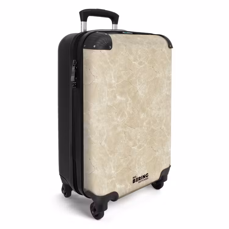 Lichtbeige - Marmer - Diffusie adering NBS - Handbagage koffer - Volwassenen Unisex middel -productfoto_3d