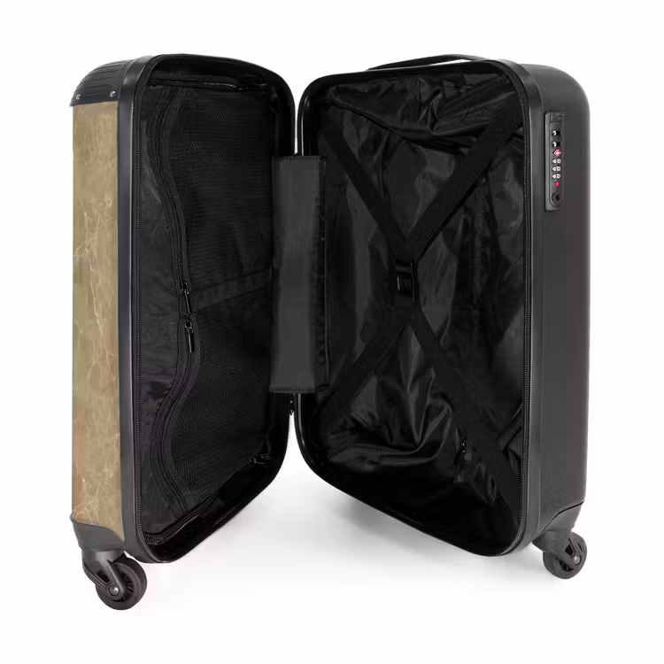 Lichtbeige - Nerven - Marmer NBS - Handbagage koffer - Volwassenen Unisex middel -binnenkant