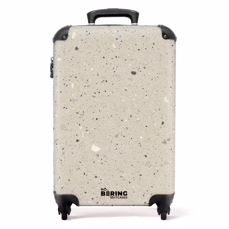 Lichtbeige - Terrazzo - Grijs NBS - Handbagage koffer - Volwassenen Unisex middel -productfoto_recht
