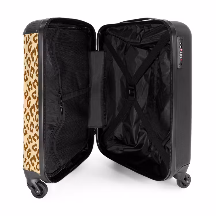 Lichtbruin luipaardpatroon NBS - Handbagage koffer - Volwassenen Unisex middel -binnenkant
