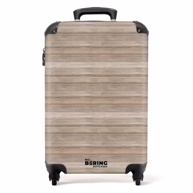 Lichte houten planken met horizontale nerf NBS - Handbagage koffer - Volwassenen Unisex middel -productfoto_recht
