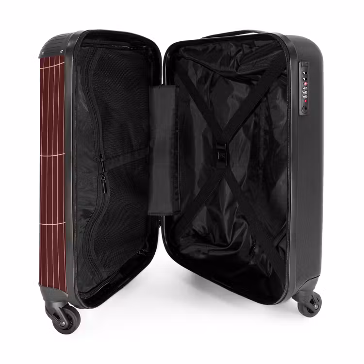 Lijnen - Patroon - Bordeaux NBS - Handbagage koffer - Volwassenen Unisex middel -binnenkant