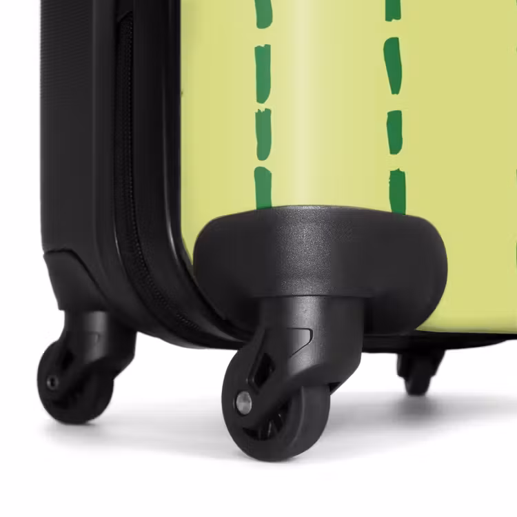 Limegroene achtergrond met donkergroene streepjes NBS - Handbagage koffer - Kinderen Unisex middel -wiel