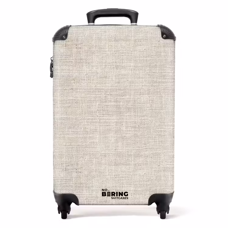 Linnen - Textuur - Beige NBS - Handbagage koffer - Volwassenen Unisex middel -productfoto_recht
