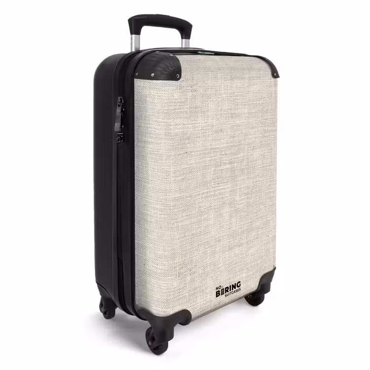 Linnen - Textuur - Beige NBS - Handbagage koffer - Volwassenen Unisex middel -productfoto_3d