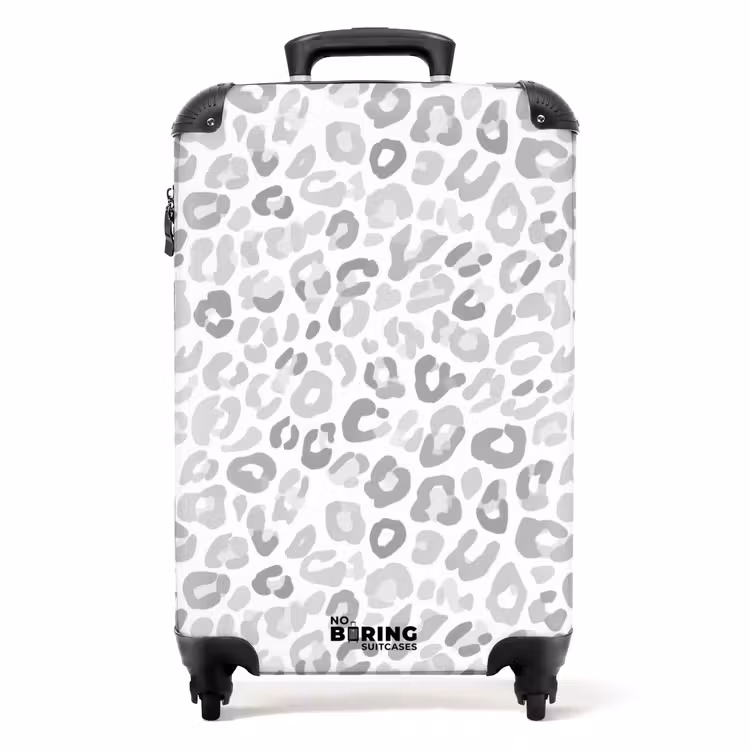 Luipaard - Motief - Grijs NBS - Handbagage koffer - Volwassenen Unisex middel -productfoto_recht