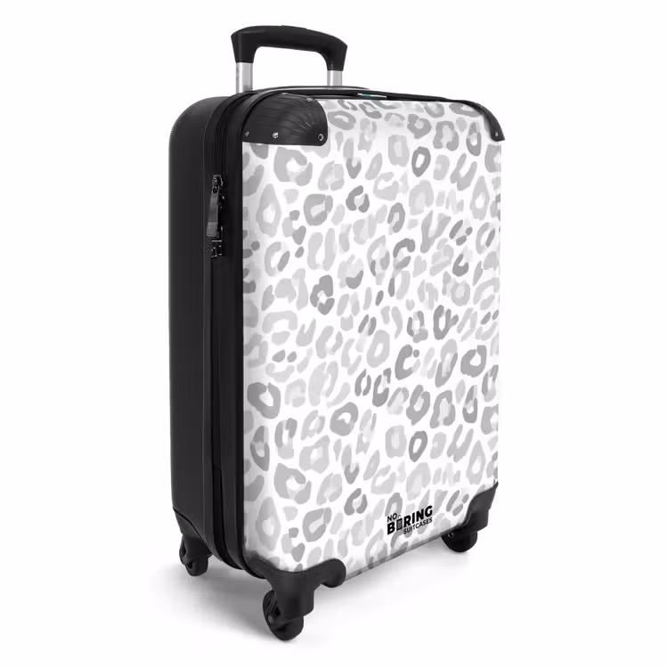Luipaard - Motief - Grijs NBS - Handbagage koffer - Volwassenen Unisex middel -productfoto_3d