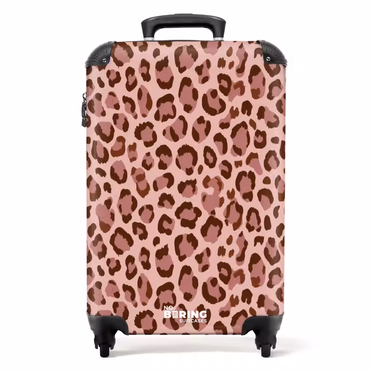 Luipaard - Patroon - Roze NBS - Handbagage koffer - Volwassenen Unisex middel -productfoto_recht