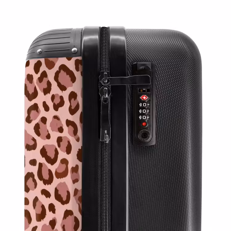 Luipaard - Patroon - Roze NBS - Handbagage koffer - Volwassenen Unisex middel -slot