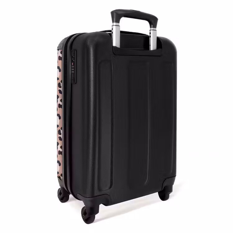 Luipaardpatroon op warm roze NBS - Handbagage koffer - Volwassenen Unisex middel -achterkant