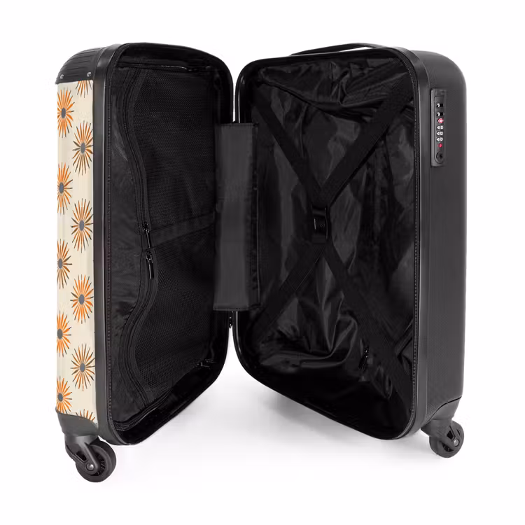 Madelief - Patroon - Oranje NBS - Handbagage koffer - Volwassenen Unisex middel -binnenkant
