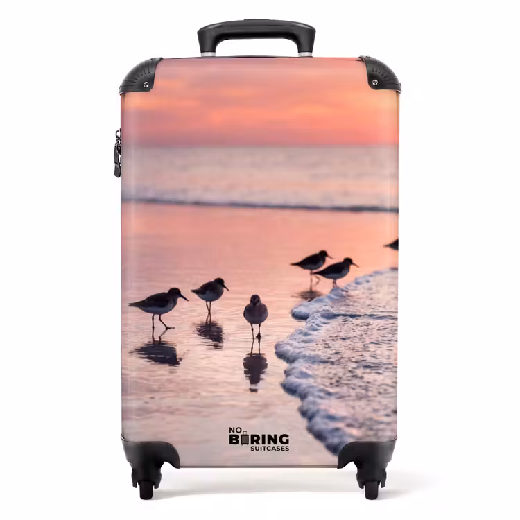 Koffer - Meeuwen - Strand - Zee - Roze - Meeuwen - Strand - Zee - Roze NBS - Handbagage koffer - Volwassenen Unisex middel