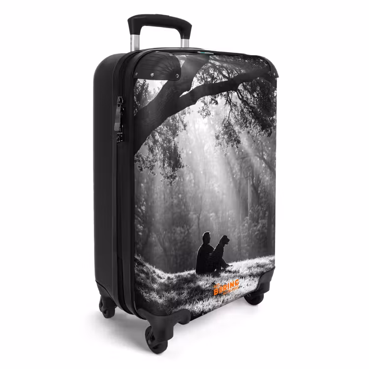 Koffer - Mens - Hond - Natuur - Zwart-wit - Silhouet - Mens - Hond - Natuur - Zwart-wit - Silhouet NBS - Handbagage koffer - Volwassenen Unisex middel