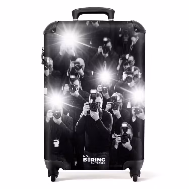 Koffer - Mensen - Camera - Flitslicht - Zwart-wit - Media - Mensen - Camera - Flitslicht - Zwart-wit - Media NBS - Handbagage koffer - Volwassenen Unisex middel