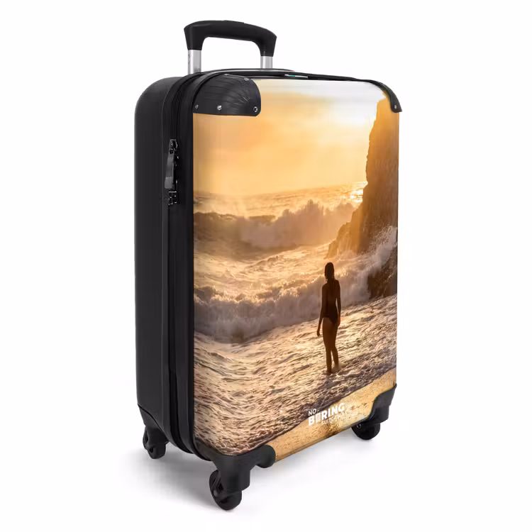 Koffer - Mensen - Oceaan - Zonsondergang - Kust - Goud - Mensen - Oceaan - Zonsondergang - Kust - Goud NBS - Handbagage koffer - Volwassenen Unisex middel