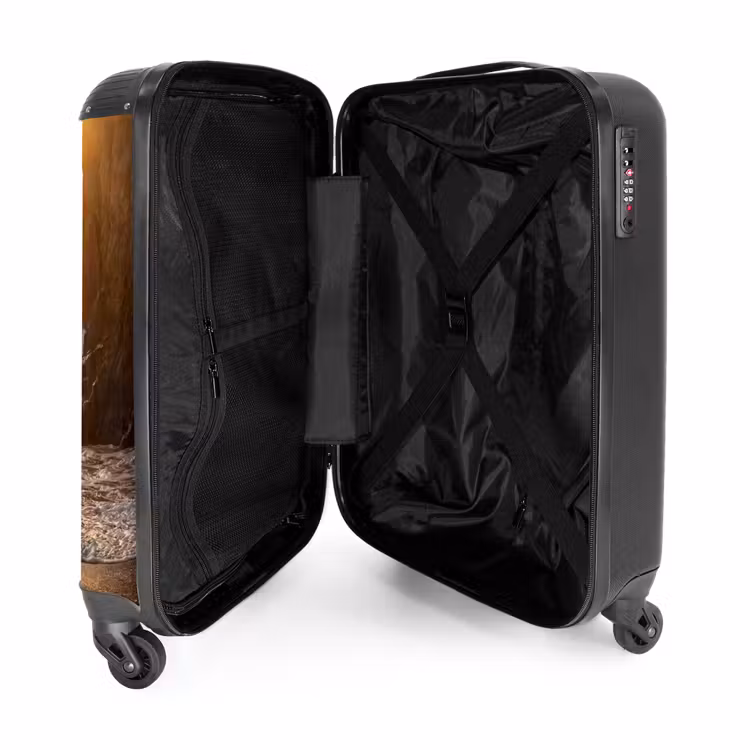 Koffer - Mensen - Oceaan - Zonsondergang - Kust - Goud - Mensen - Oceaan - Zonsondergang - Kust - Goud NBS - Handbagage koffer - Volwassenen Unisex middel