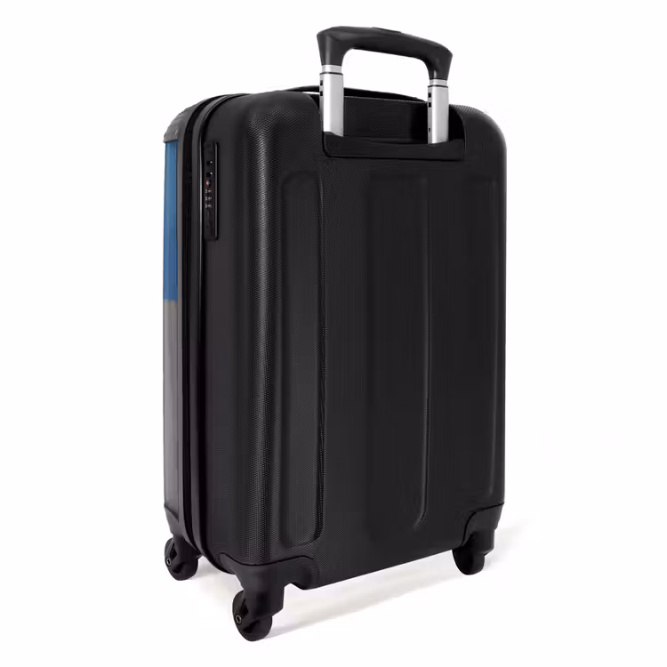 Blauwe auto met roze vlammen NBS - Handbagage koffer - Kinderen Unisex middel -achterkant