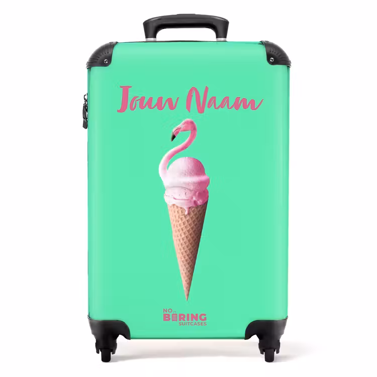 Flamingohoorntje NBS - Handbagage koffer - Kinderen Unisex middel -productfoto_recht