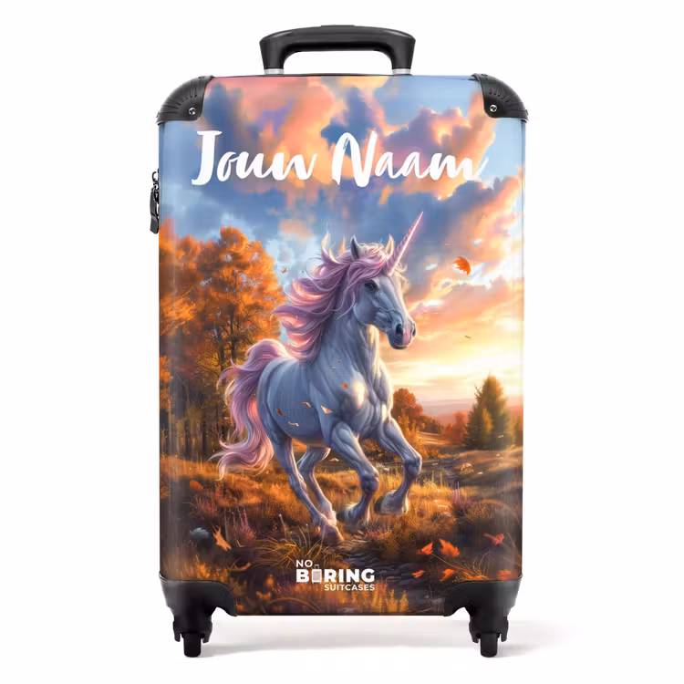 Galopperende Eenhoorn in Herfstwereld NBS - Handbagage koffer - Kinderen Unisex middel -productfoto_recht