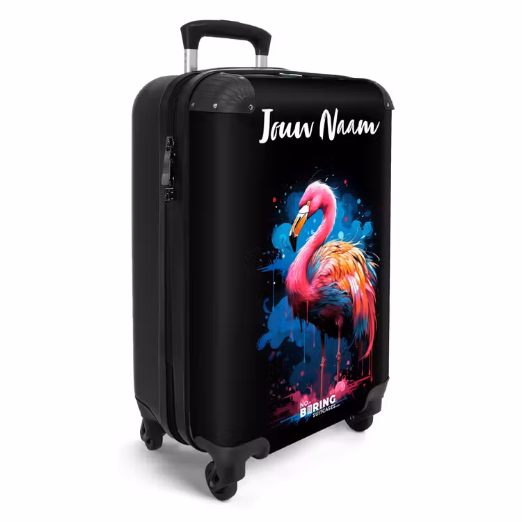 Gekleurde Flamingo voor een Verfexplosie NBS - Handbagage koffer - Kinderen Unisex middel -productfoto_3d