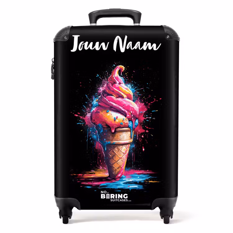 Ijshoorntje met Blauwe en Roze Verf NBS - Handbagage koffer - Kinderen Unisex middel -productfoto_recht