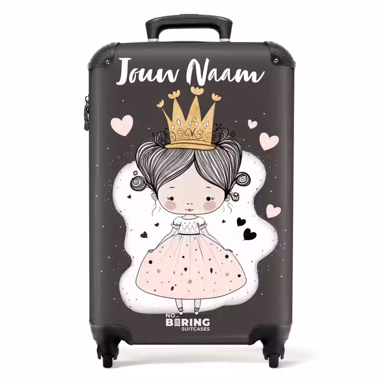 Kleine prinses op zwarte achtergrond NBS - Handbagage koffer - Kinderen Unisex middel -productfoto_recht