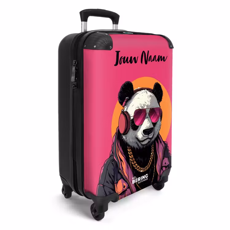Panda met Koptelefoon, Zonnebril en Gouden Ketting NBS - Handbagage koffer - Kinderen Unisex middel -productfoto_3d