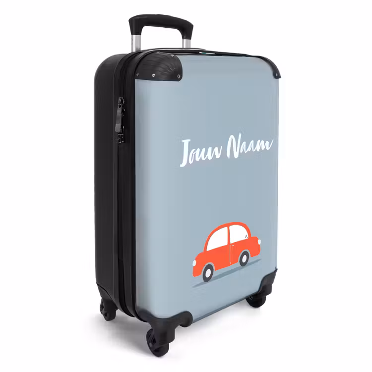 Rode auto blauwe achtergrond NBS - Handbagage koffer - Kinderen Unisex middel -productfoto_3d