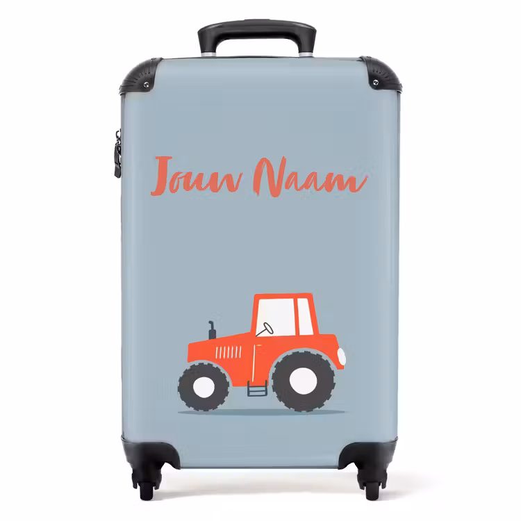 Rode trekker blauwe achtergrond NBS - Handbagage koffer - Kinderen Unisex middel -productfoto_recht