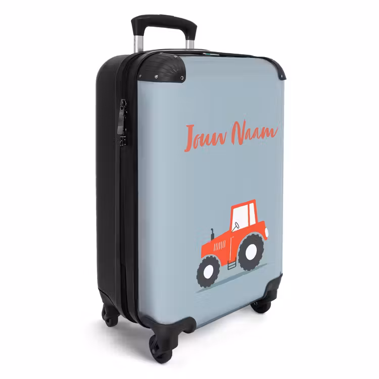 Rode trekker blauwe achtergrond NBS - Handbagage koffer - Kinderen Unisex middel -productfoto_3d