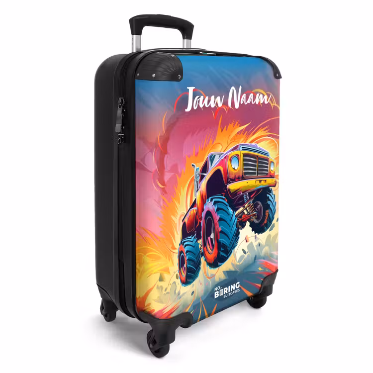 Roze Monstertruck Vliegt over het Asfalt NBS - Handbagage koffer - Kinderen Unisex middel -productfoto_3d