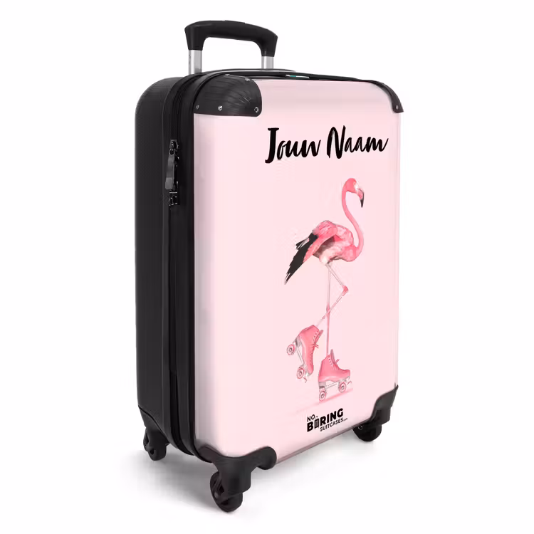 Roze rollerflamingo NBS - Handbagage koffer - Kinderen Unisex middel -productfoto_3d