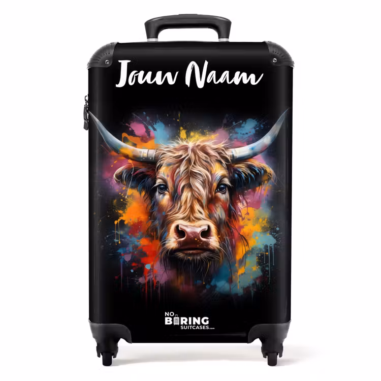 Schotse Hooglander als Graffiti Art NBS - Handbagage koffer - Kinderen Unisex middel -productfoto_recht