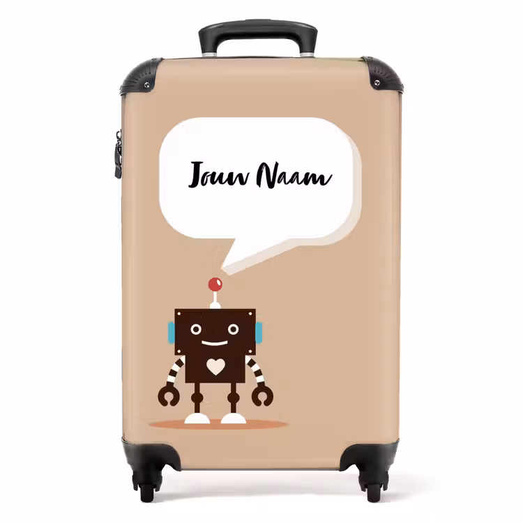 Talking robot beige NBS - Handbagage koffer - Kinderen Unisex middel -productfoto_recht