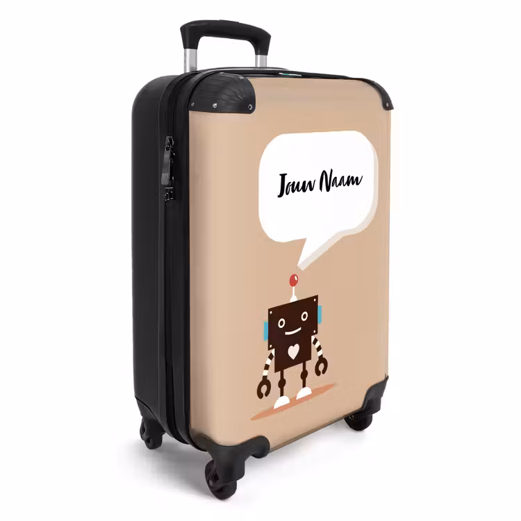 Talking robot beige NBS - Handbagage koffer - Kinderen Unisex middel -productfoto_3d