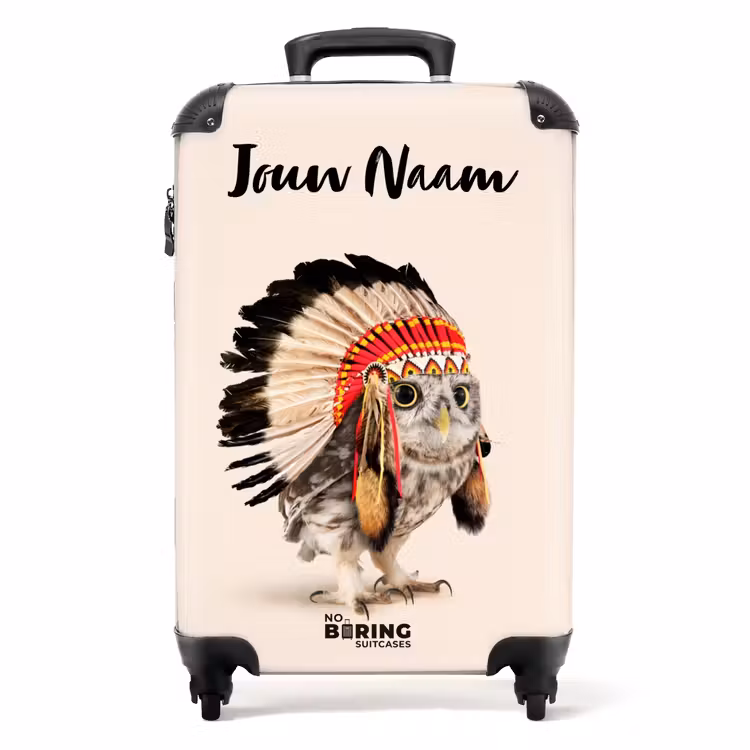 Uil als Indiaan NBS - Handbagage koffer - Kinderen Unisex middel -productfoto_recht