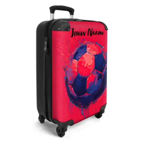 Voetbalvibes - Verf - Blauw - Rood NBS - Handbagage koffer - Kinderen Unisex middel -productfoto_3d