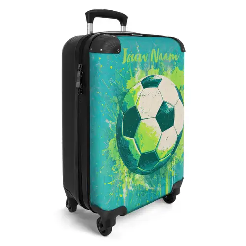 Voetbalvibes - Verfspatten - Groen - Blauw NBS - Handbagage koffer - Kinderen Unisex middel -productfoto_3d