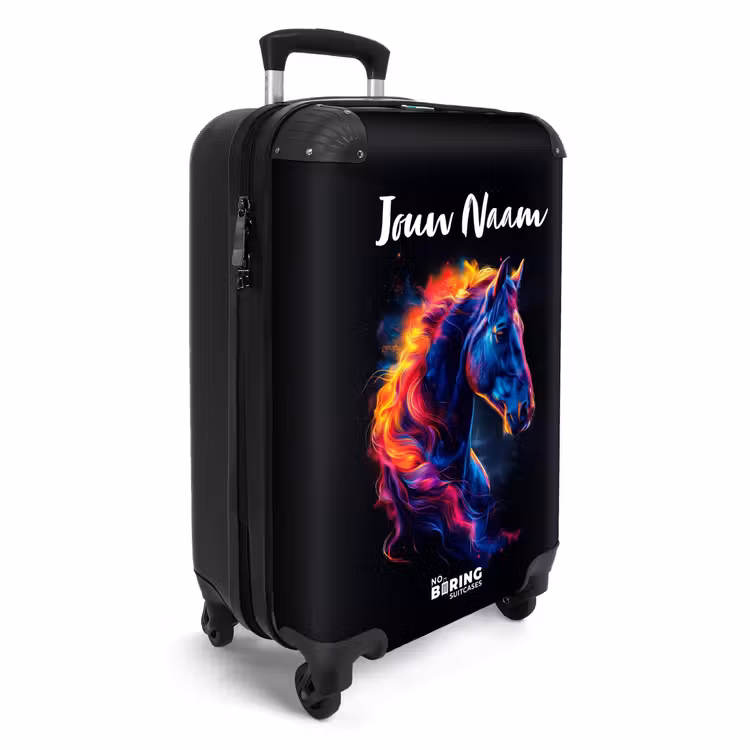 Zijaanzicht van een paard met vurige manen NBS - Handbagage koffer - Kinderen Unisex middel -productfoto_3d