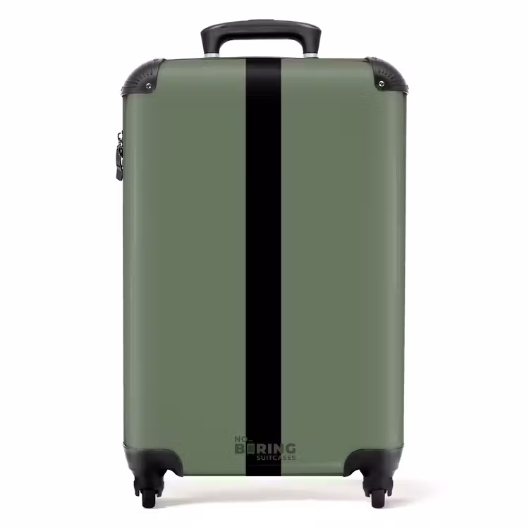 Minimal - Grijsgroen met zwarte streep NBS - Handbagage koffer - Unisex middel -productfoto_recht
