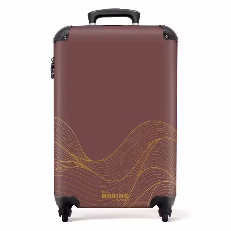 Minimal - Kastanjebruin met gouden golven NBS - Handbagage koffer - Unisex middel -productfoto_recht