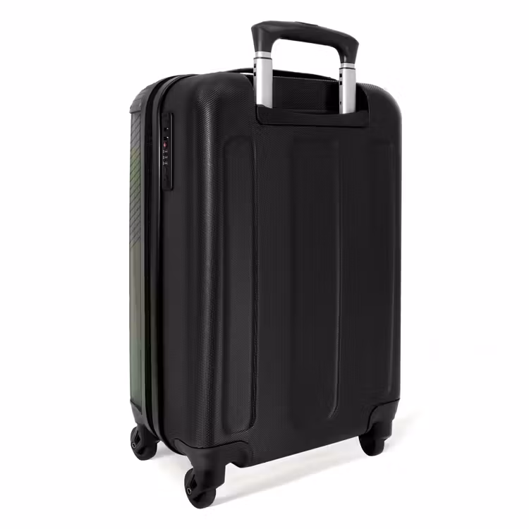Minimal - Kruisende lijnen op Grijsgroen NBS - Handbagage koffer - Unisex middel -achterkant